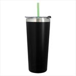 Black Tumbler with Mint Straw And Clear Lid With Black Flip-Top Accent